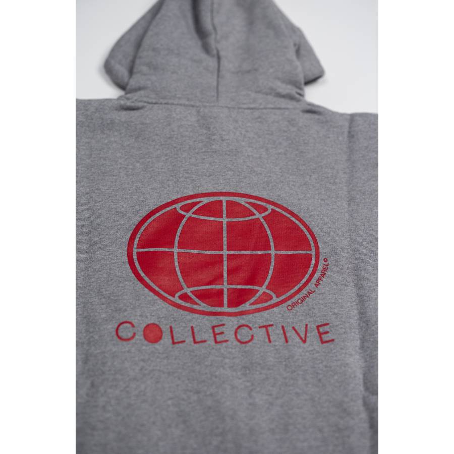 Collective World Hoodie - Grey Heather / Red 