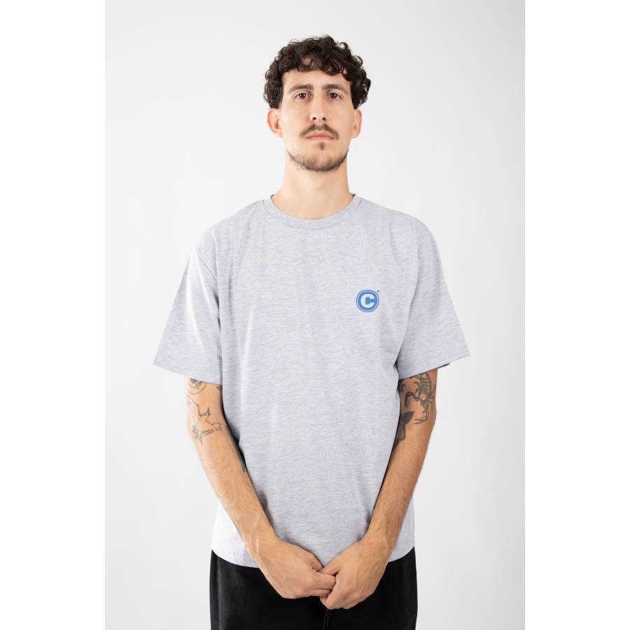 Collective Button T-Shirt - Grey / Blue