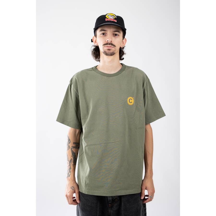 Collective Button T-Shirt - Olive / Yellow
