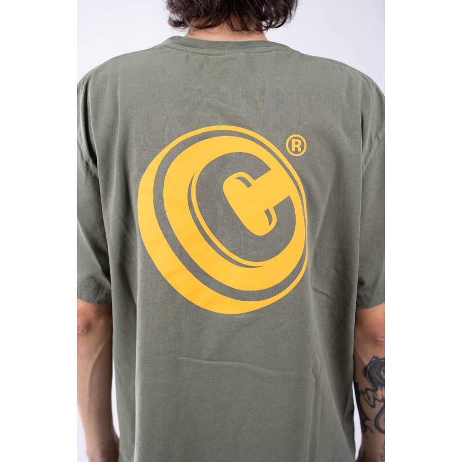 Collective Button T-Shirt - Olive / Yellow