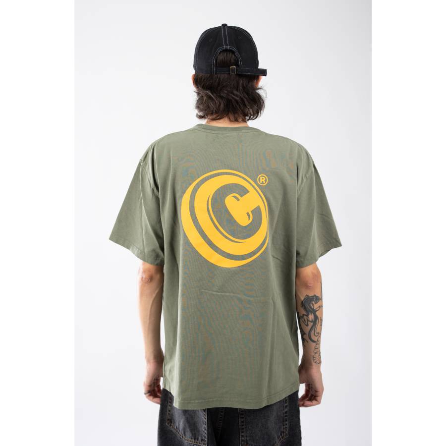 Collective Button T-Shirt - Olive / Yellow