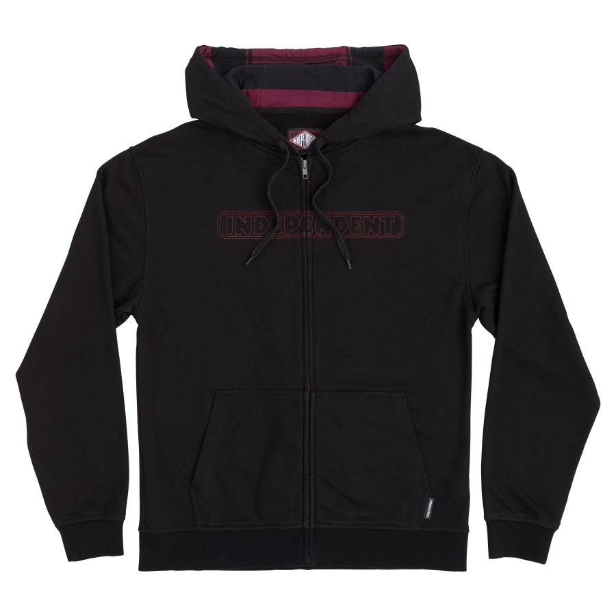 Independent Bar Stitch Zip Hoodie - Black
