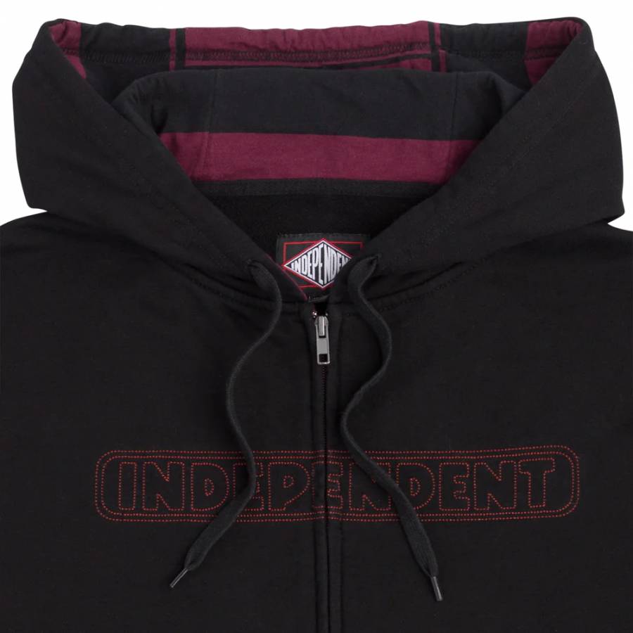 Independent Bar Stitch Zip Hoodie - Black