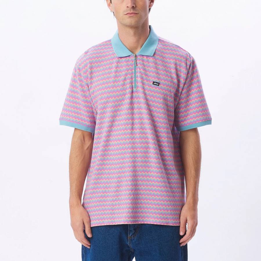 Obey Anno Jacquard Polo - Sky Blue Multi