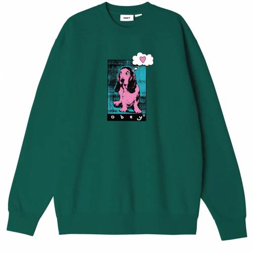 Obey Love Pup Premium Crewneck - Adventure Green