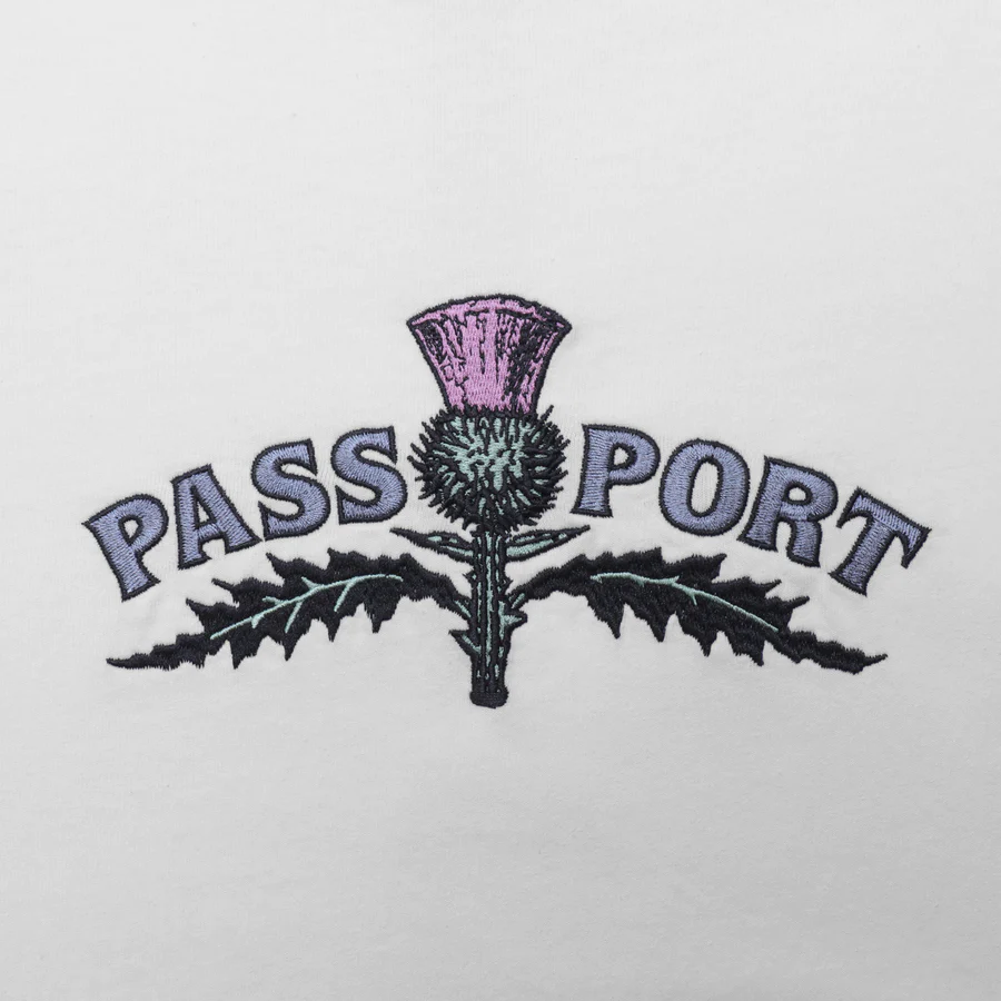 Pass Port Thistle Embroidery T-Shirt - White