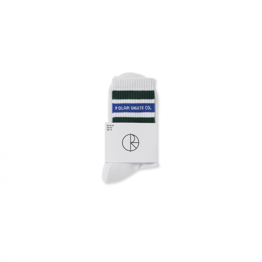 Polar Fat Stripe Rib Socks - White / Green / Blue