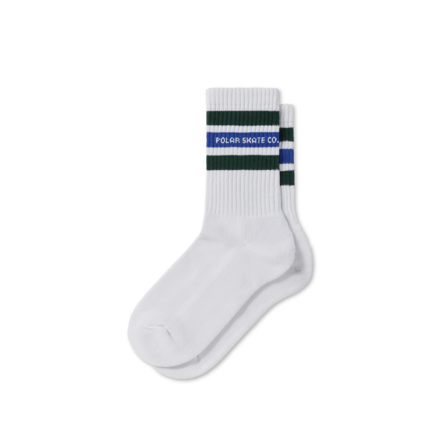 Polar Fat Stripe Rib Socks - White / Green / Blue