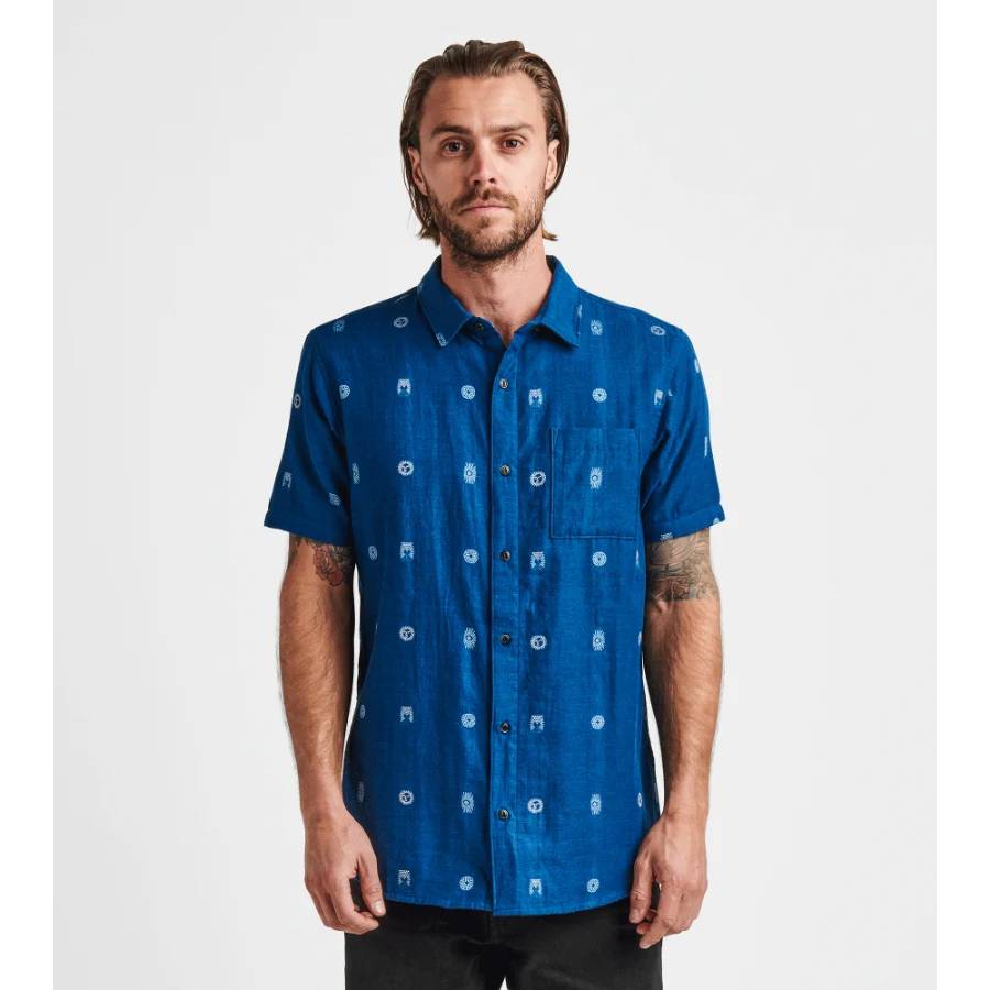 Roark Journey Sunburst Dobby Organic Button Up Shirt - Indigo