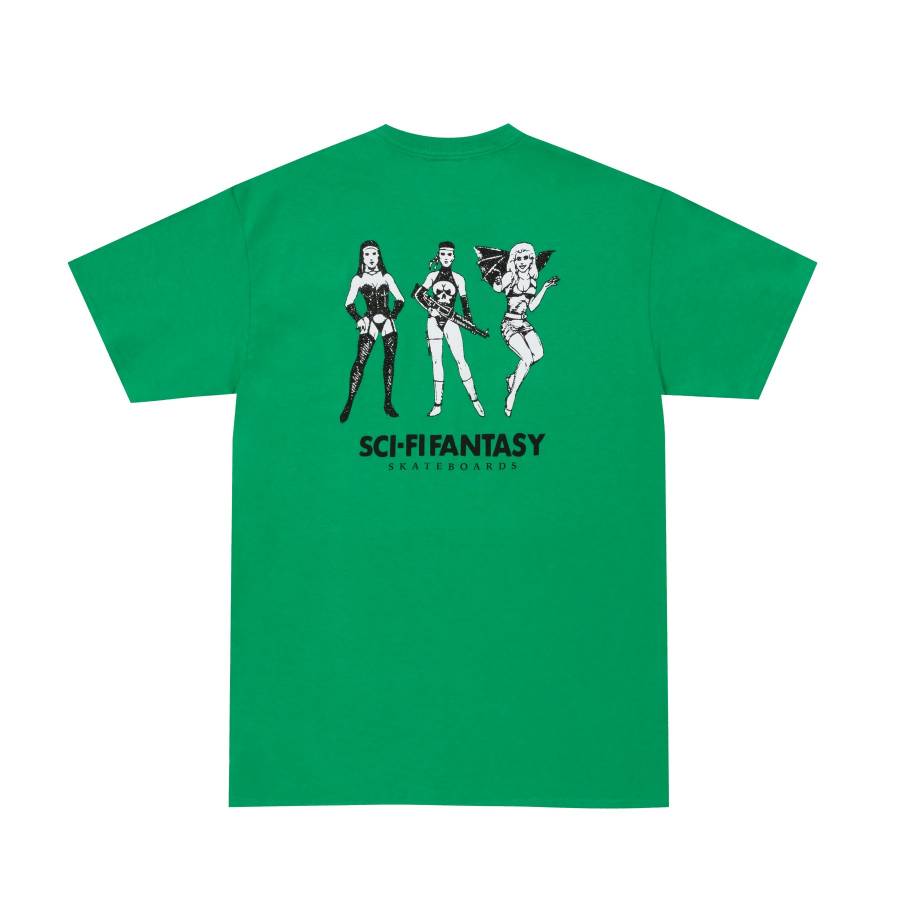 Sci-Fi Fantasy Macho Girls T-Shirt - Kelly Green