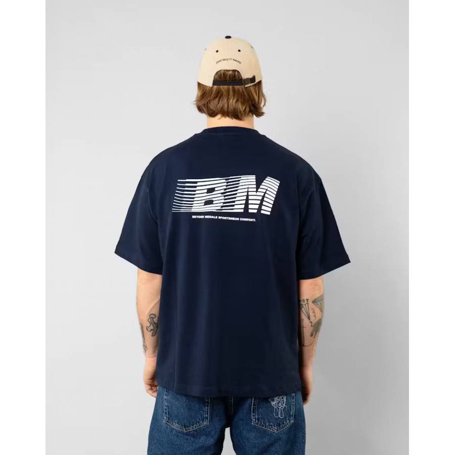 Beyond Medals Retro T-Shirt - Flat Blue