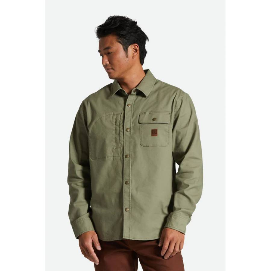 Brixton Builders Stretch Overshirt - Olive Surplus