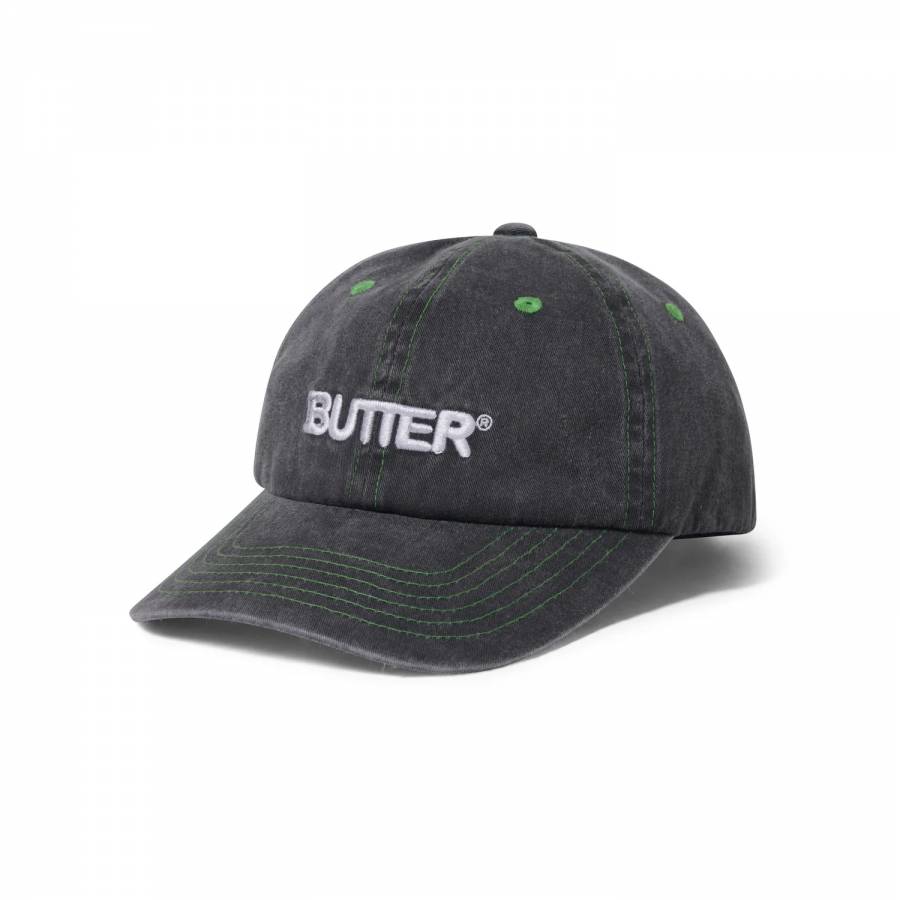 Butter Rounded Logo 6 Panel Cap - Black