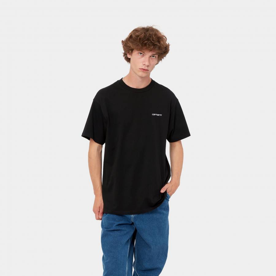 Carhartt WIP S/S Script Embroidery T-Shirt - Black / White
