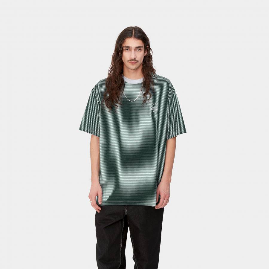 Carhartt WIP S/S Fairly Stripe T-Shirt - Chervil / White