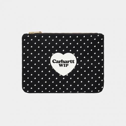 Carhartt WIP Canvas Graphic Zip Wallet - Heart Bandana Print Black