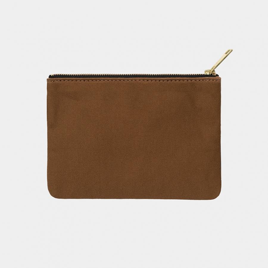 Carhartt WIP Canvas Graphic Zip Wallet - Safety Pin Embroidery Hamilton Brown