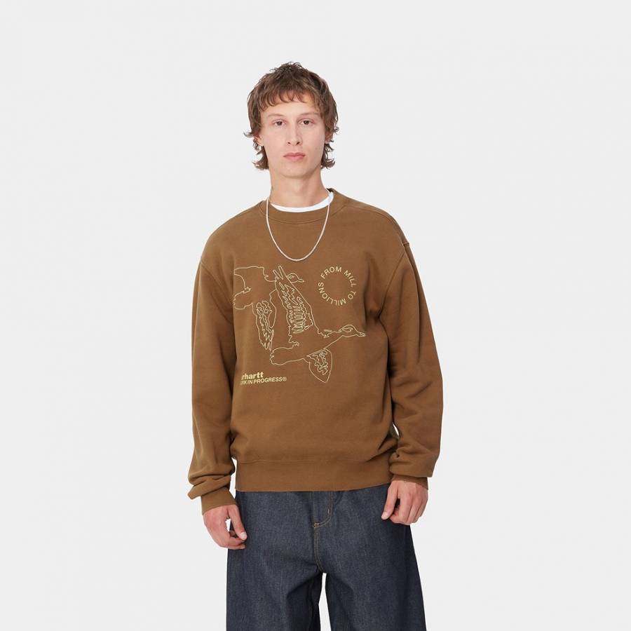 Carhartt WIP Flying Ducks Sweat - Hamilton Brown