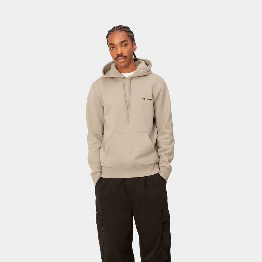 Carhartt WIP Hooded Script Embroidery Sweat - Wall / Black