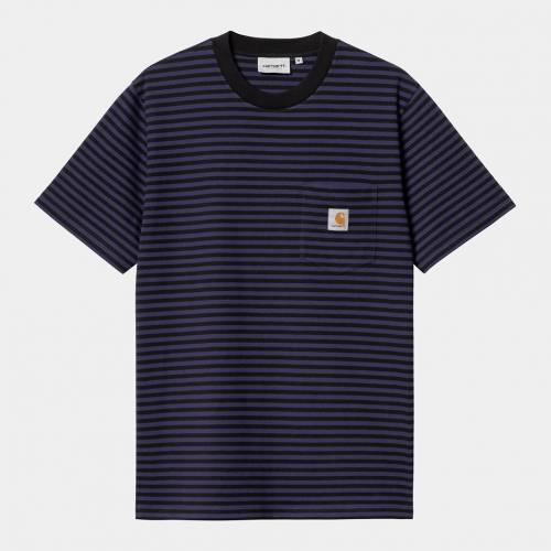 Carhartt WIP S/S Verner Stripe Pocket T-Shirt - Black / Aura