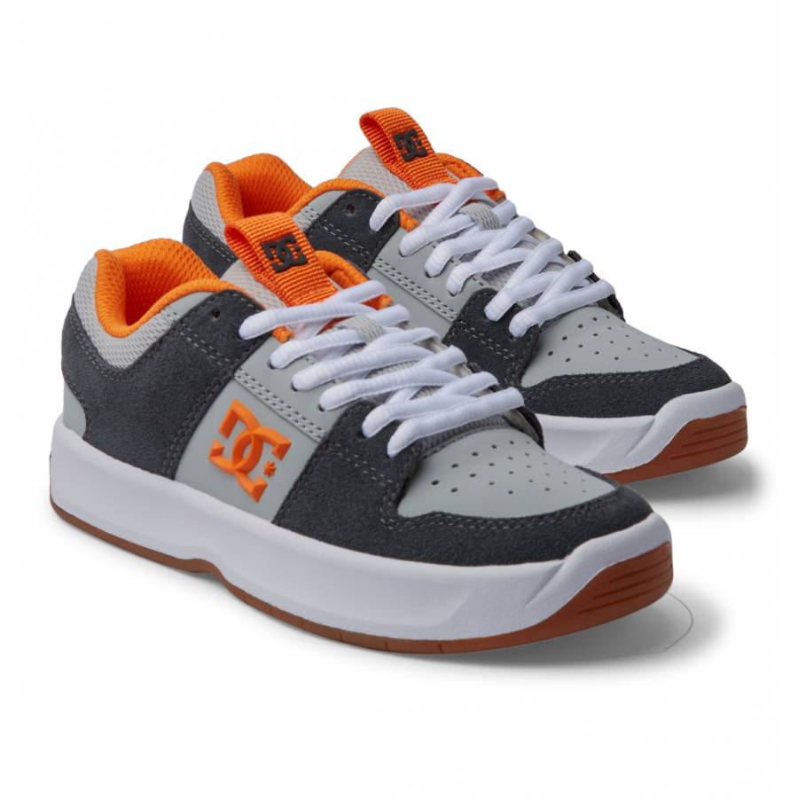 DC Shoes Kids Lynx Leather Shoes - Grey / Grey / Orange