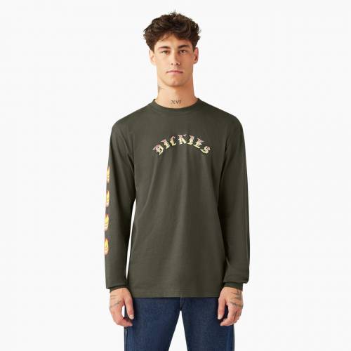 Dickies X Spitfire Long Sleeve T-Shirt - Olive Green