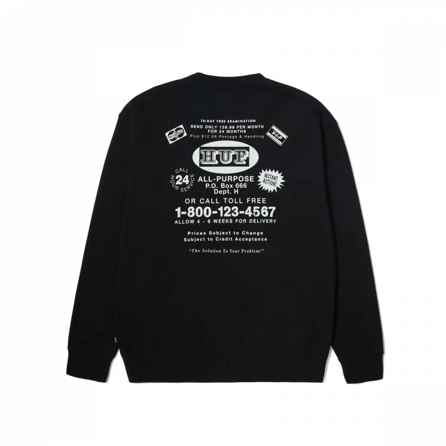 HUF As Seen On TV Crewneck Sweatshirt - Black