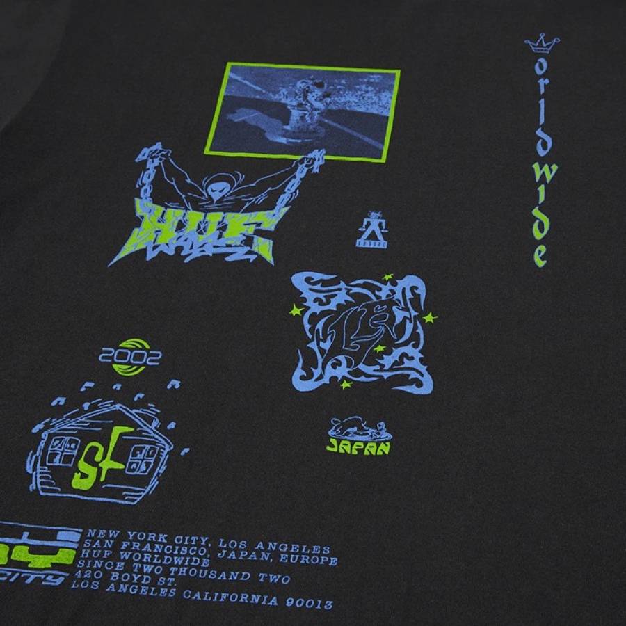 Huf Zine Washed T-Shirt - Washed Black