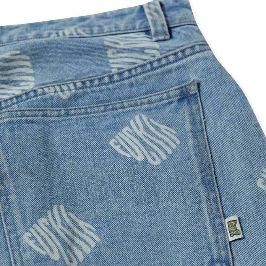Huf Cromer Print Pant - Blue Denim Wash