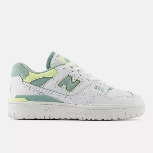 New Balance 550 Shoes - White / Salt Marsh / Limelight