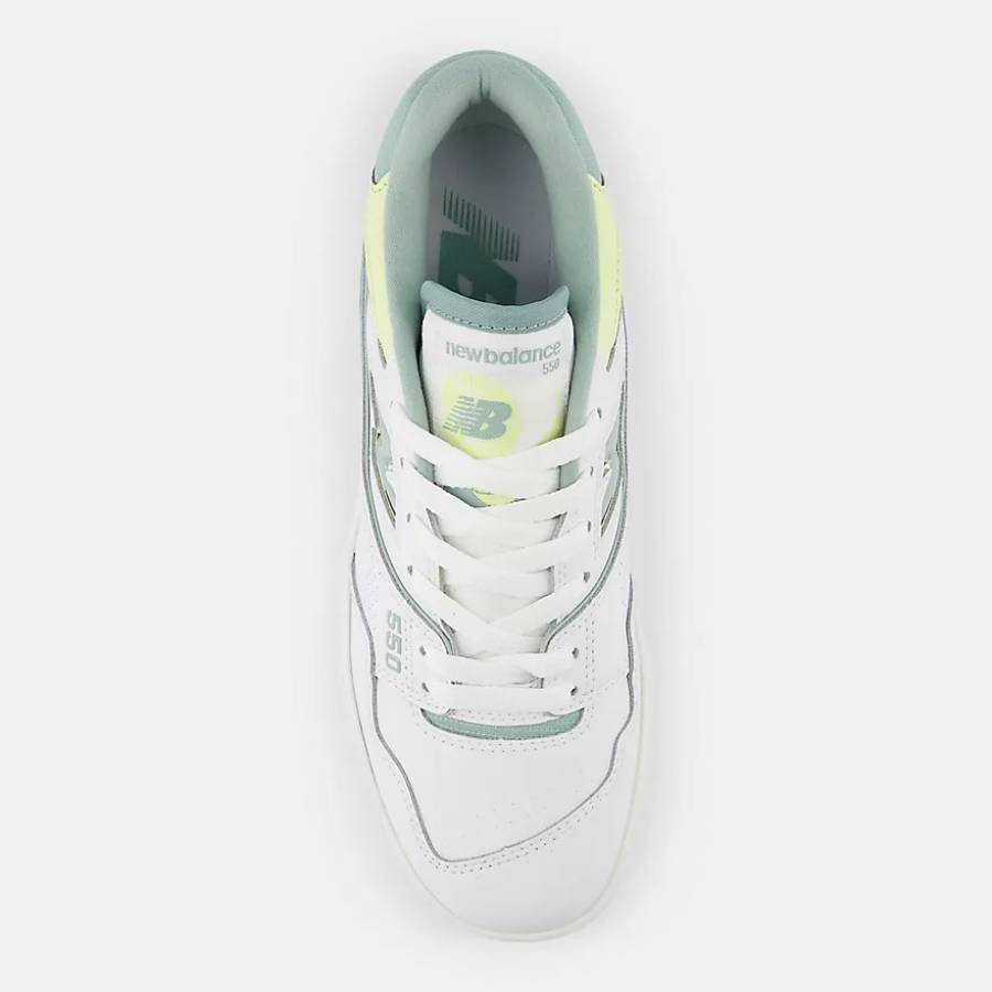 New Balance 550 Shoes - White / Salt Marsh / Limelight