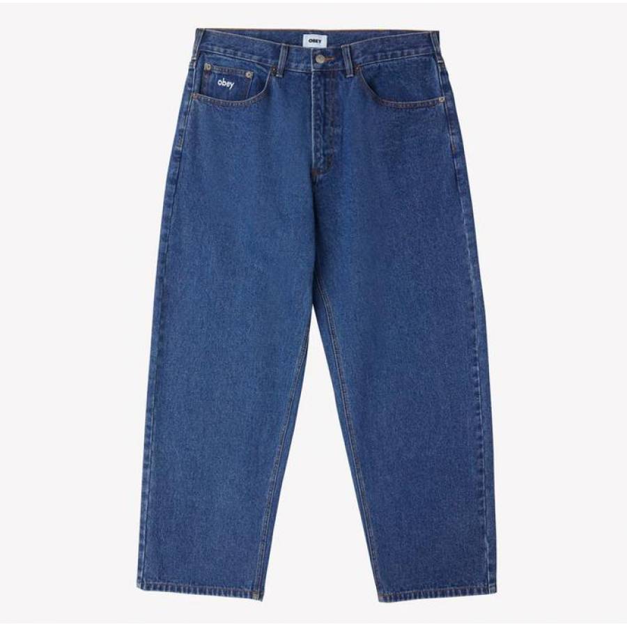Obey Bigwig Baggy Denim - Stone Wash Indigo