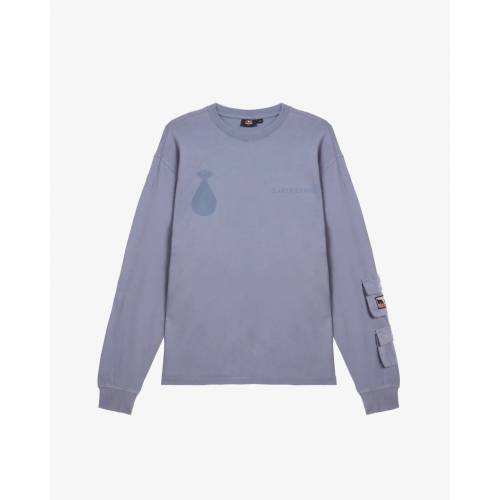 Obey X Napapijri Heavyweight Long Sleeve T-Shirt - Blue Flint