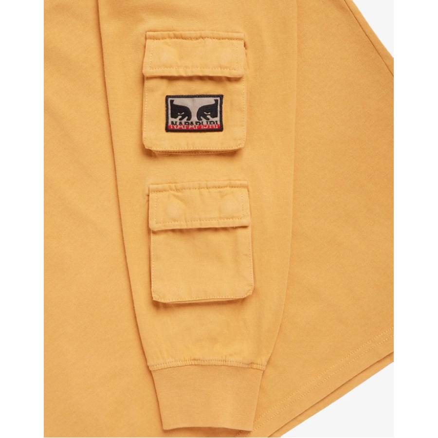 Obey X Napapijri Heavyweight Long Sleeve T-Shirt - Beige Oak