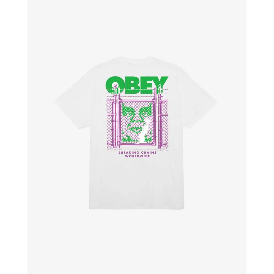 Obey Chain Link Fence Icon Classic T-Shirt - White