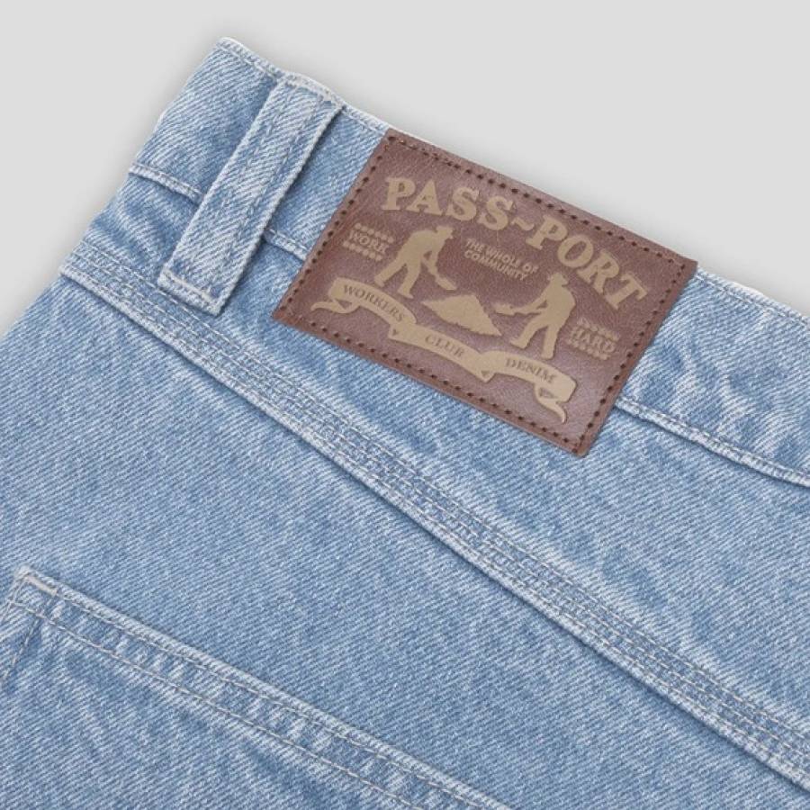 Pass Port Workers Club Short - Washed Light Indigo