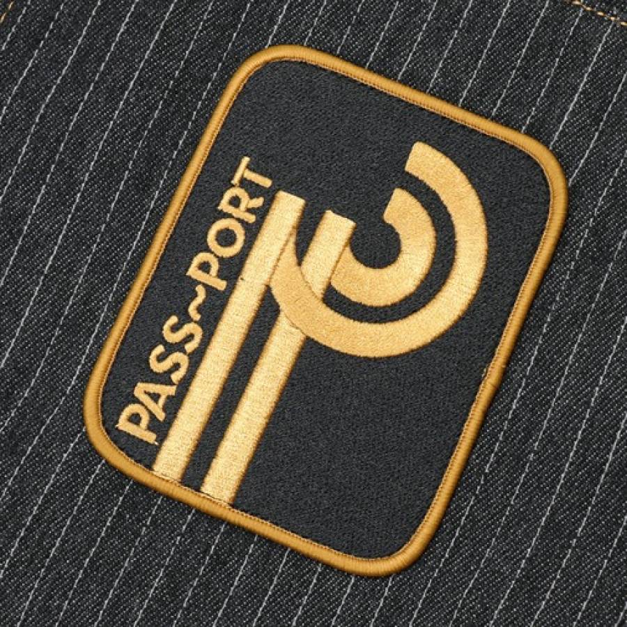 Pass Port Long Con Striped Denim Packers Jacket - Black