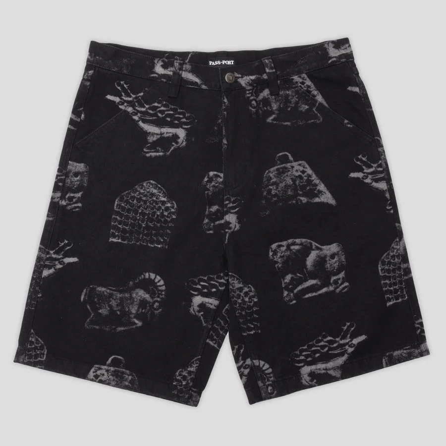Pass Port Workers Club Denim Short - Laser Etched Trinkets Black