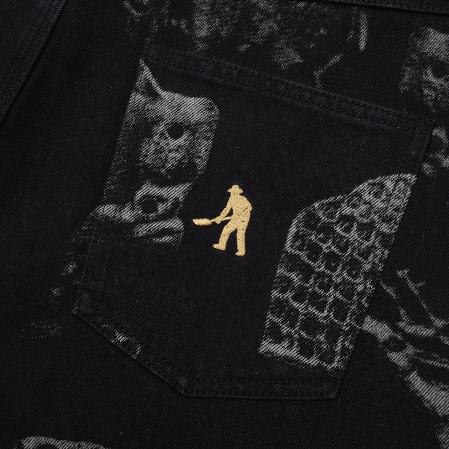 Pass Port Workers Club Denim Short - Laser Etched Trinkets Black