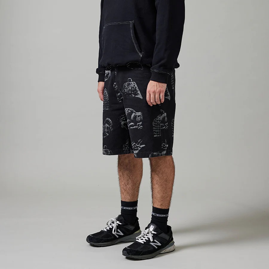 Pass Port Workers Club Denim Short - Laser Etched Trinkets Black
