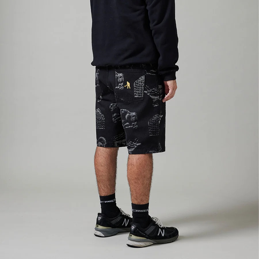 Pass Port Workers Club Denim Short - Laser Etched Trinkets Black