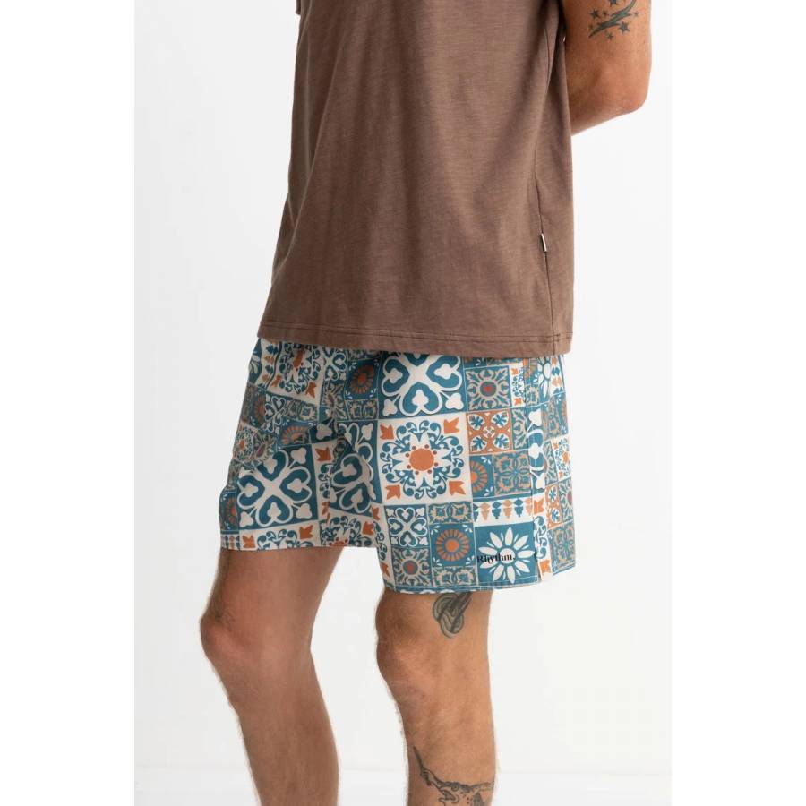 Rhythm Tile Beach Short - Teal