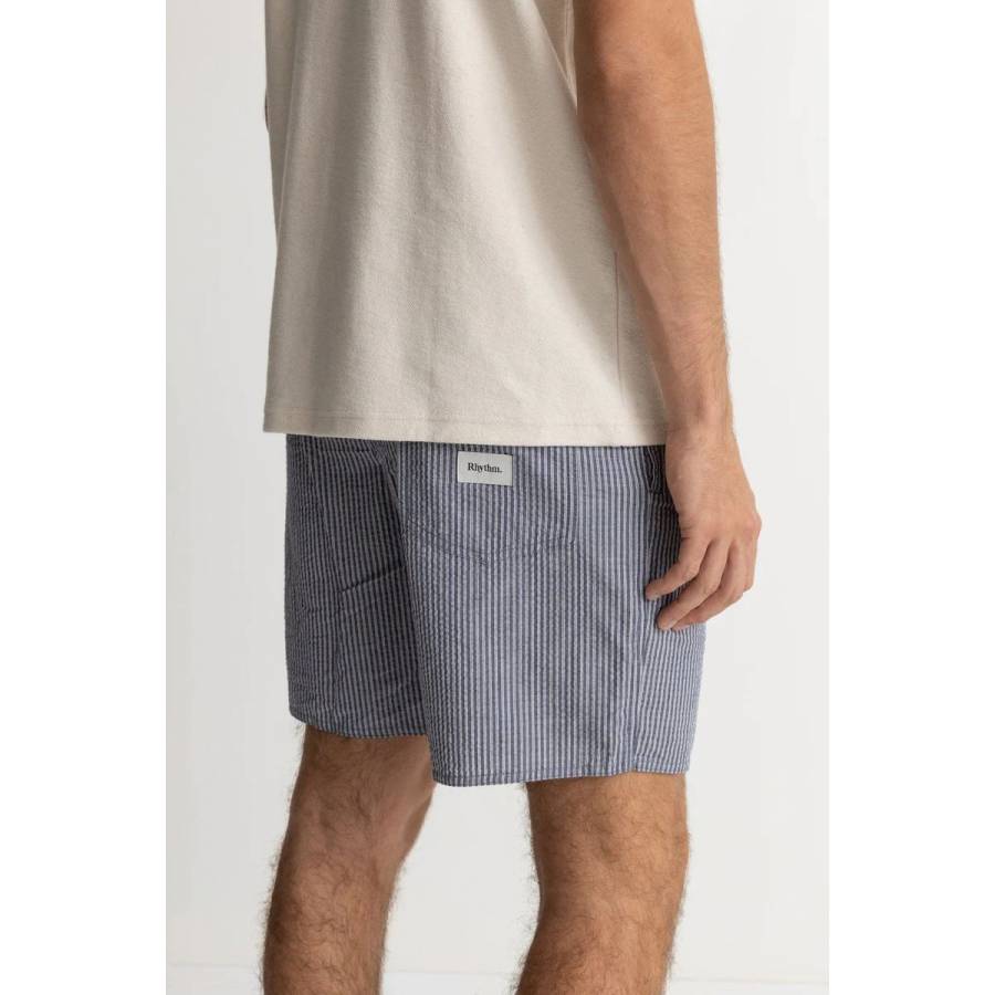 Rhythm Seersucker Stripe Jam Shorts - Indigo