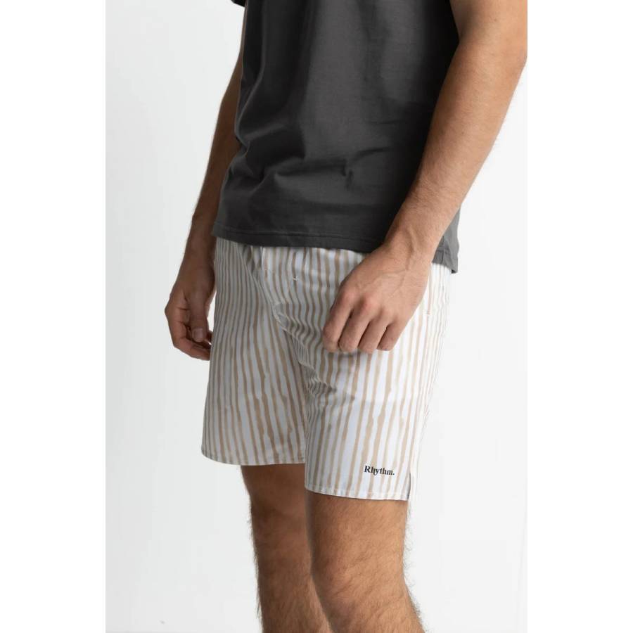 Rhythm Striped Beach Short - Camel