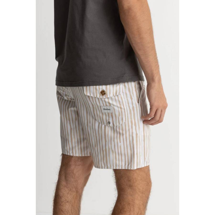 Rhythm Striped Beach Short - Camel