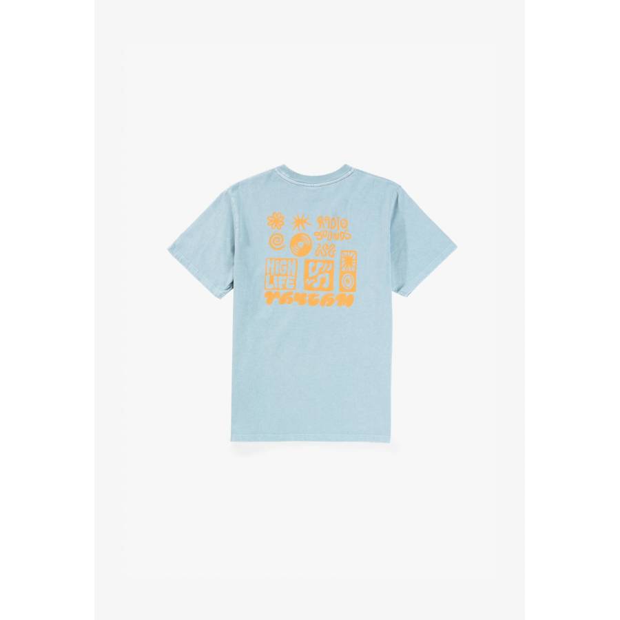 Rhythm High Life Vintage Print T-Shirt - Blue Fog