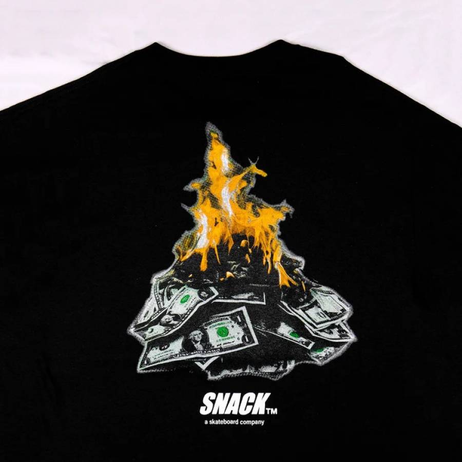 Snack Burning Money T-Shirt - Black