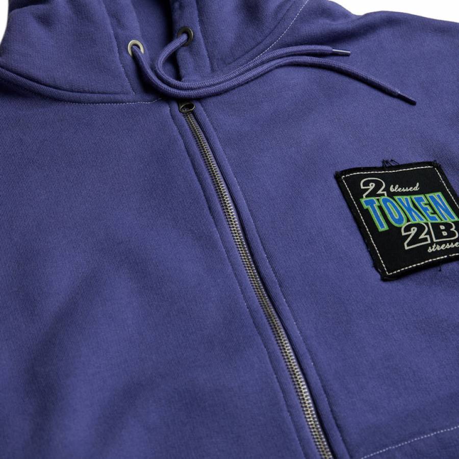 Token Opinion Contrast Zip Hoodie - Indigo