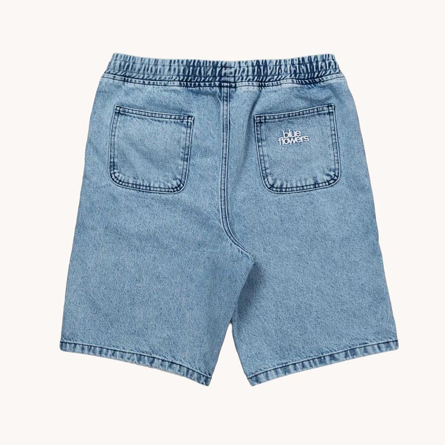 Blue Flowers Cruiser Denim Shorts - Washed Blue