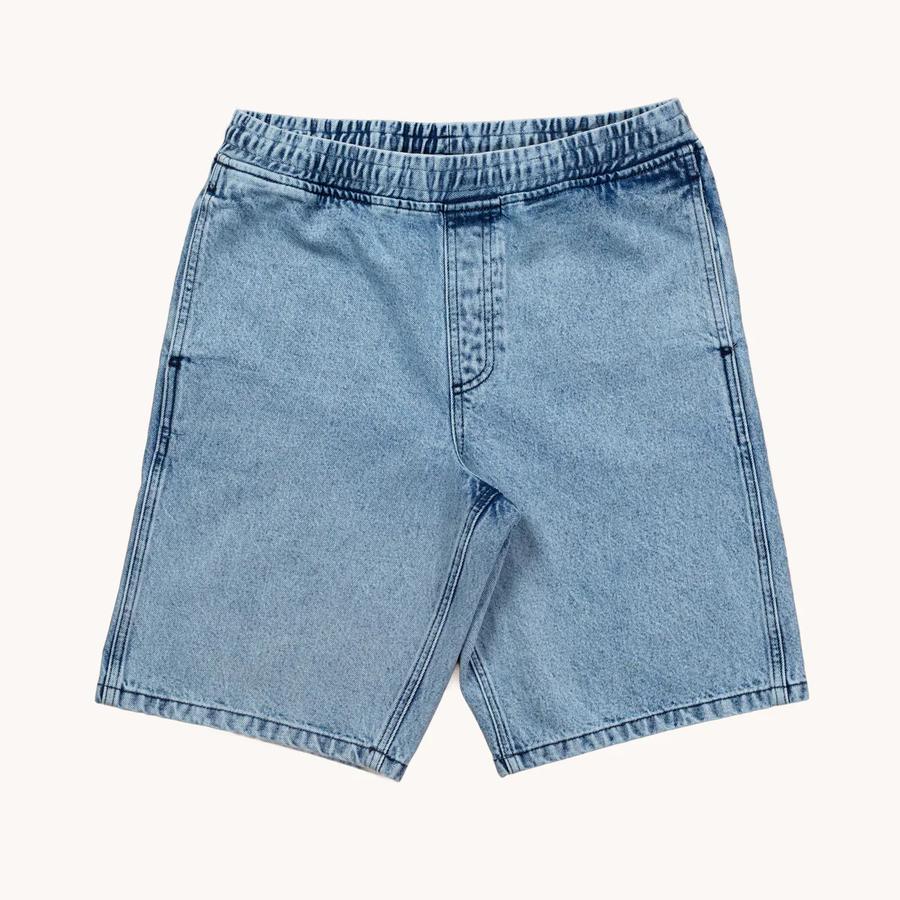 Blue Flowers Cruiser Denim Shorts - Washed Blue